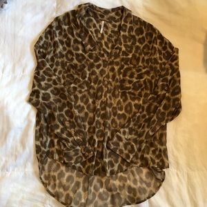Cheetah Print Free People Blouse